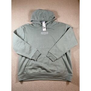 Men's Adidas Pullover Hooded Sweatshirt Silver Green Size XL NEW